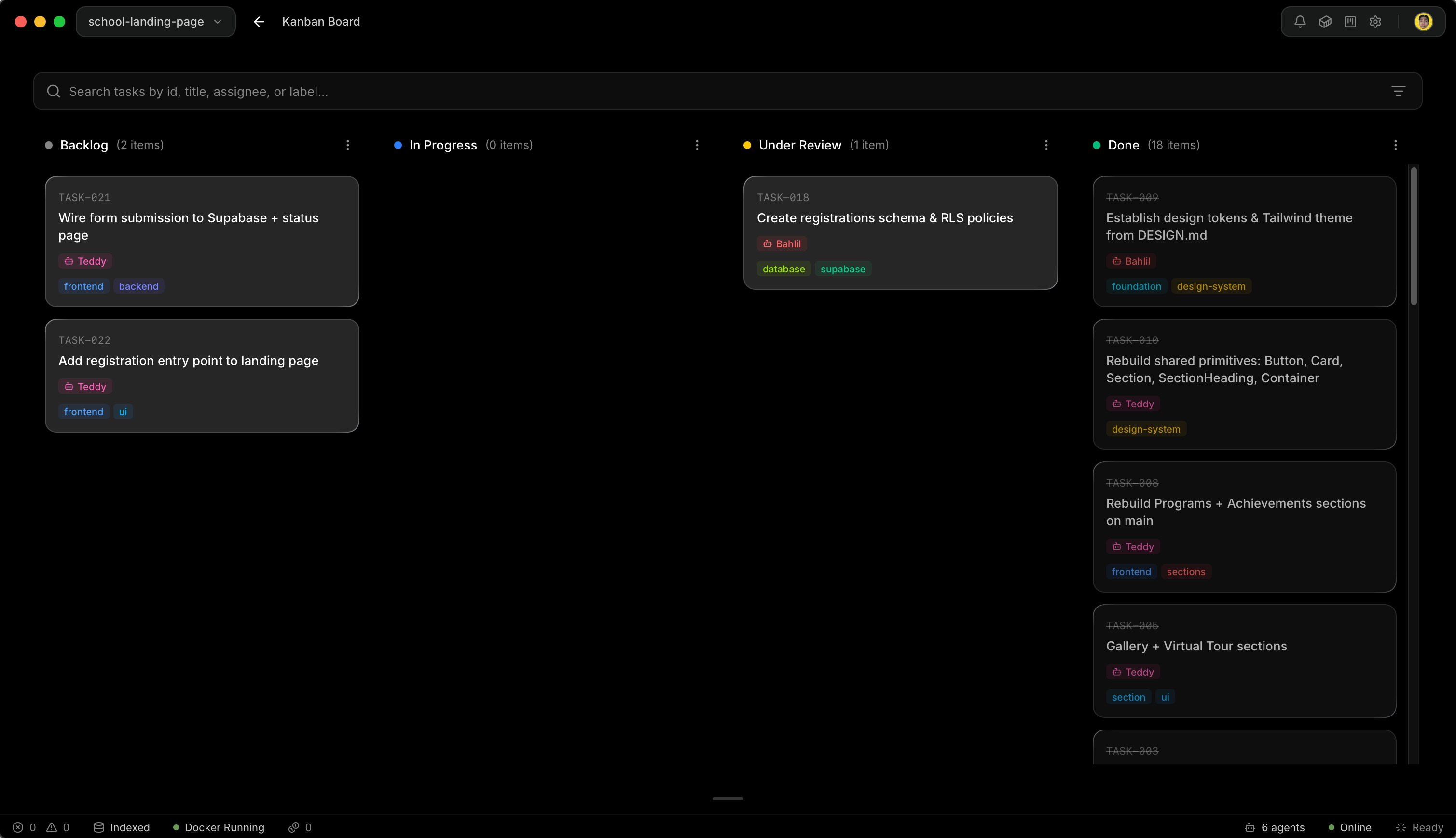 Kanban board